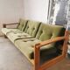 Scandinavian velvet and wood sofa