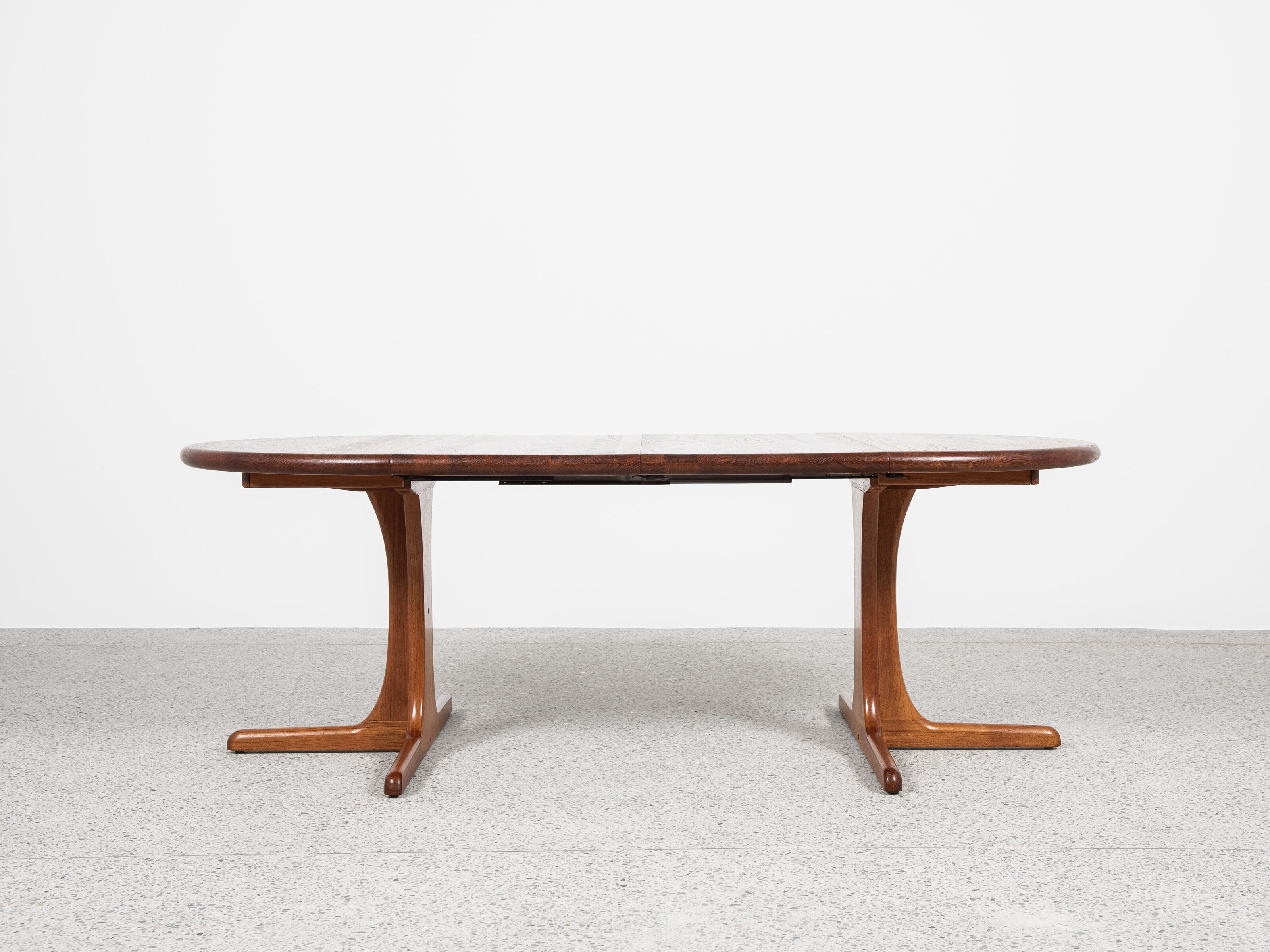 Midcentury Danish round teak dining table with 2 extensions 1960s