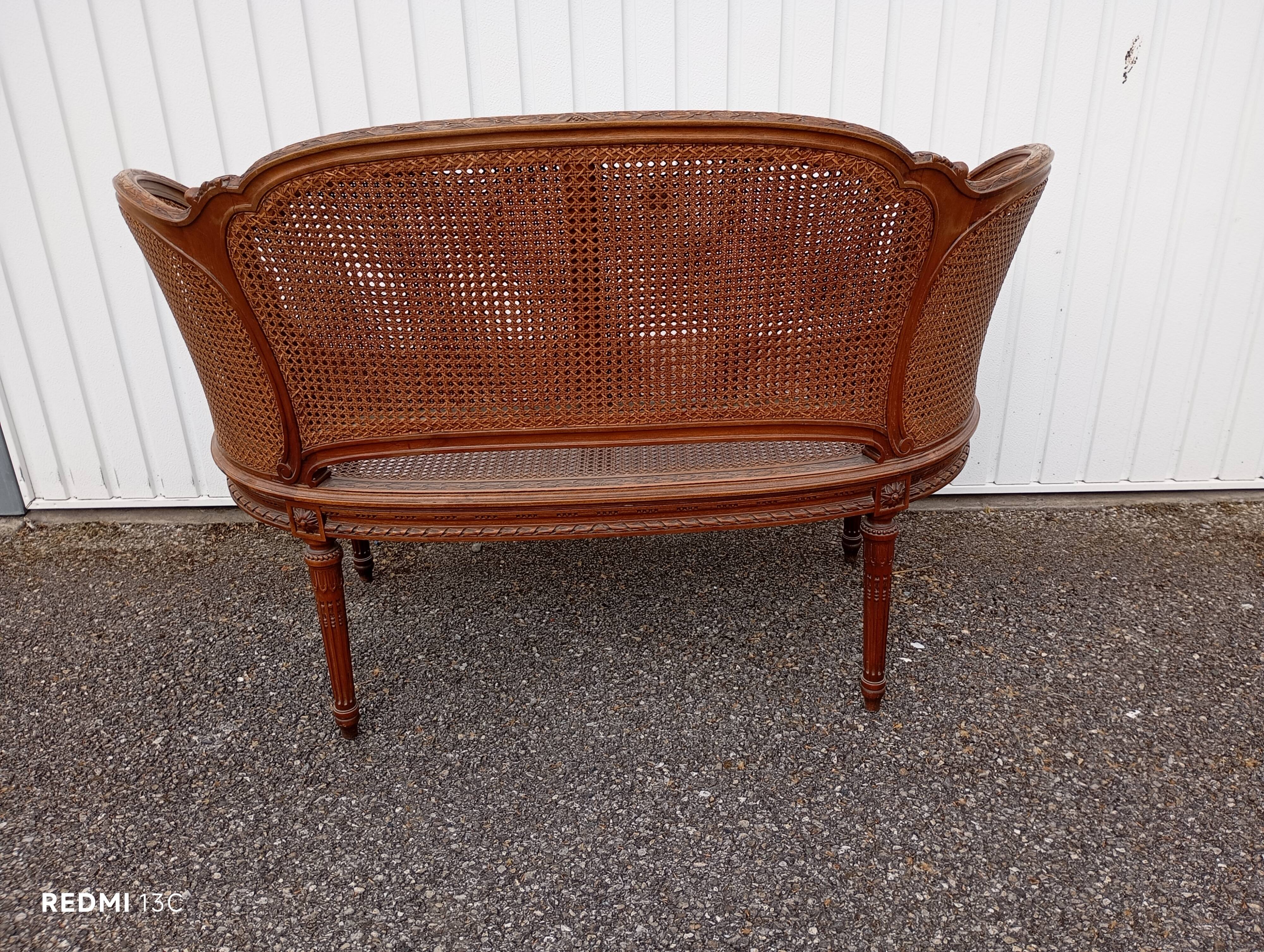 Caned bench in Louis XVI style