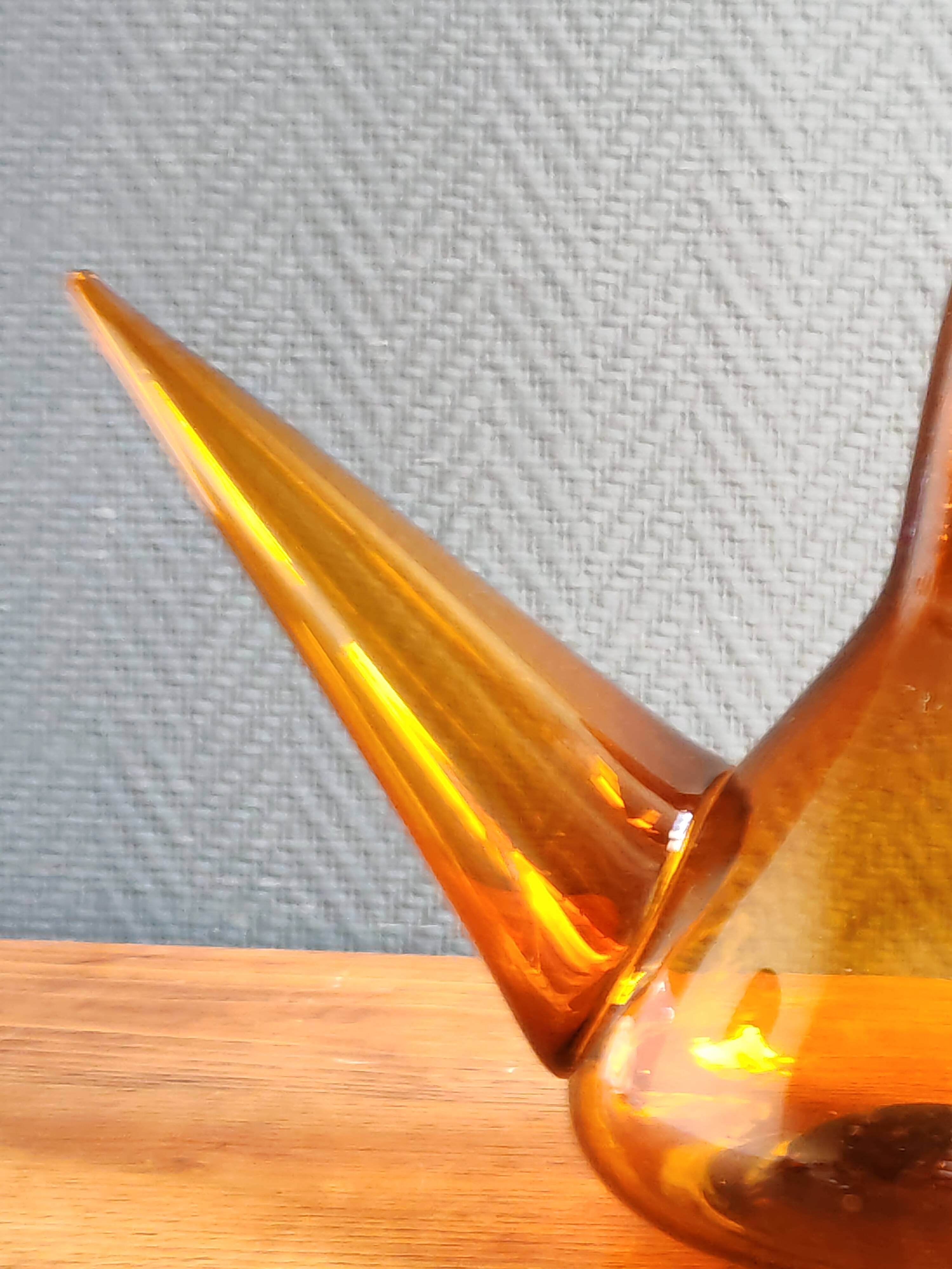 Vintage Amber Glass Wine Carafe - Artisan Decanter in Porron Style