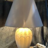 Pair of cream ceramic lamps, 1980s, art deco style, Miami light 73