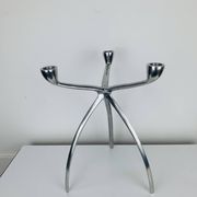 Space Age tripod candle holder by De Bijenkorf in aluminum, 1970s