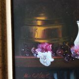 "still life with white pitcher" original acrylic on canvas