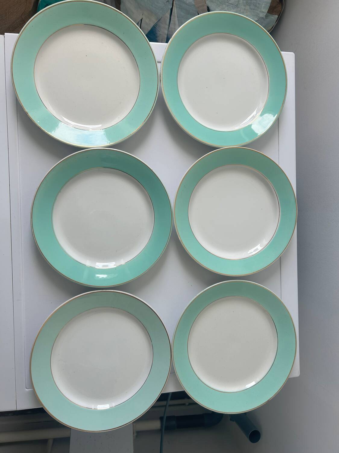 Lot de 6 assiettes plates vintage de marque luneville