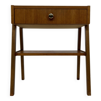 Vintage compact bedside table teak veneer 1960s design