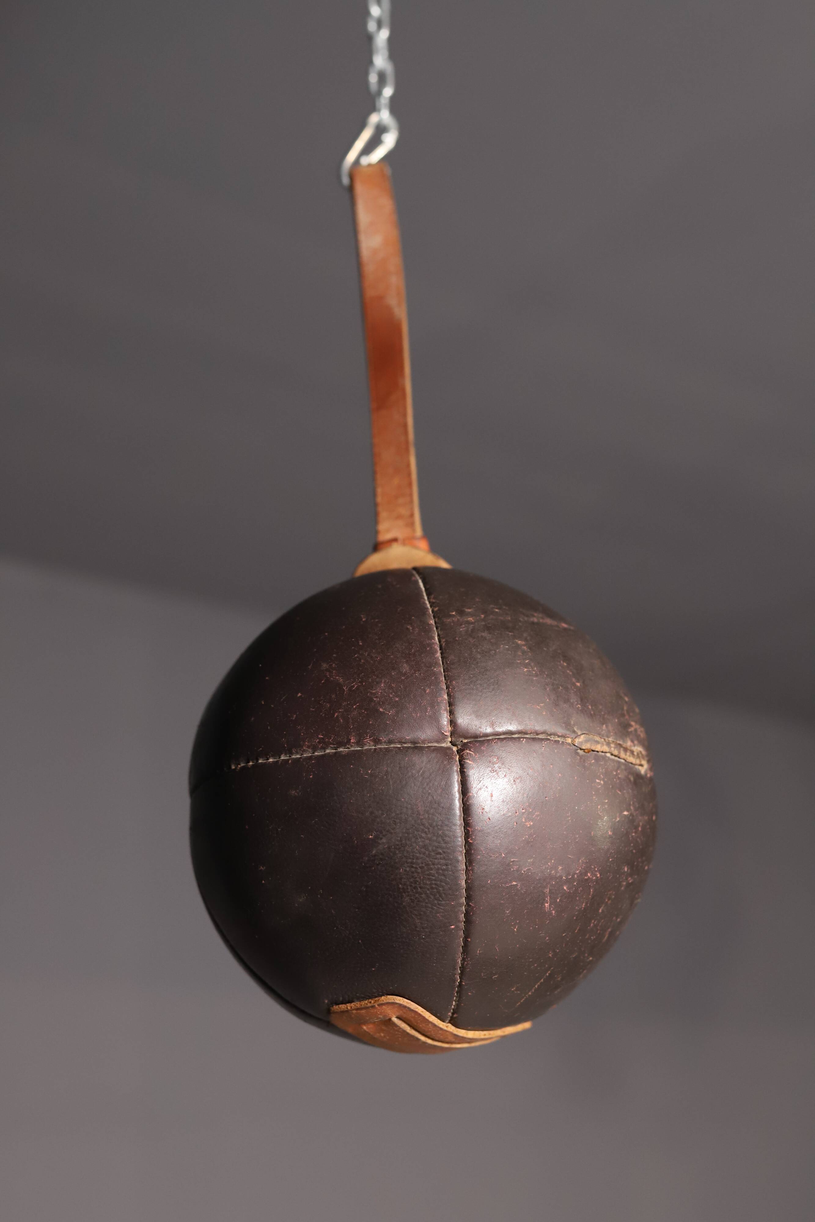 Large Vintage Leather Medicine Ball