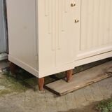 Renovated Art Deco buffet, pink marble and original mirror.