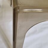 Pair of vintage smoked plexiglass coffee tables, minimalist design from the 1970s, 45 cm
