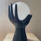 Hand lamp from the 70s in ceramic and opaline