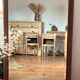 Large antique mirror in raw solid oak