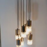 Vintage waterfall chandelier, 7 chrome and glass