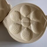 set of 6 oyster plates in ivory Gien earthenware 1960