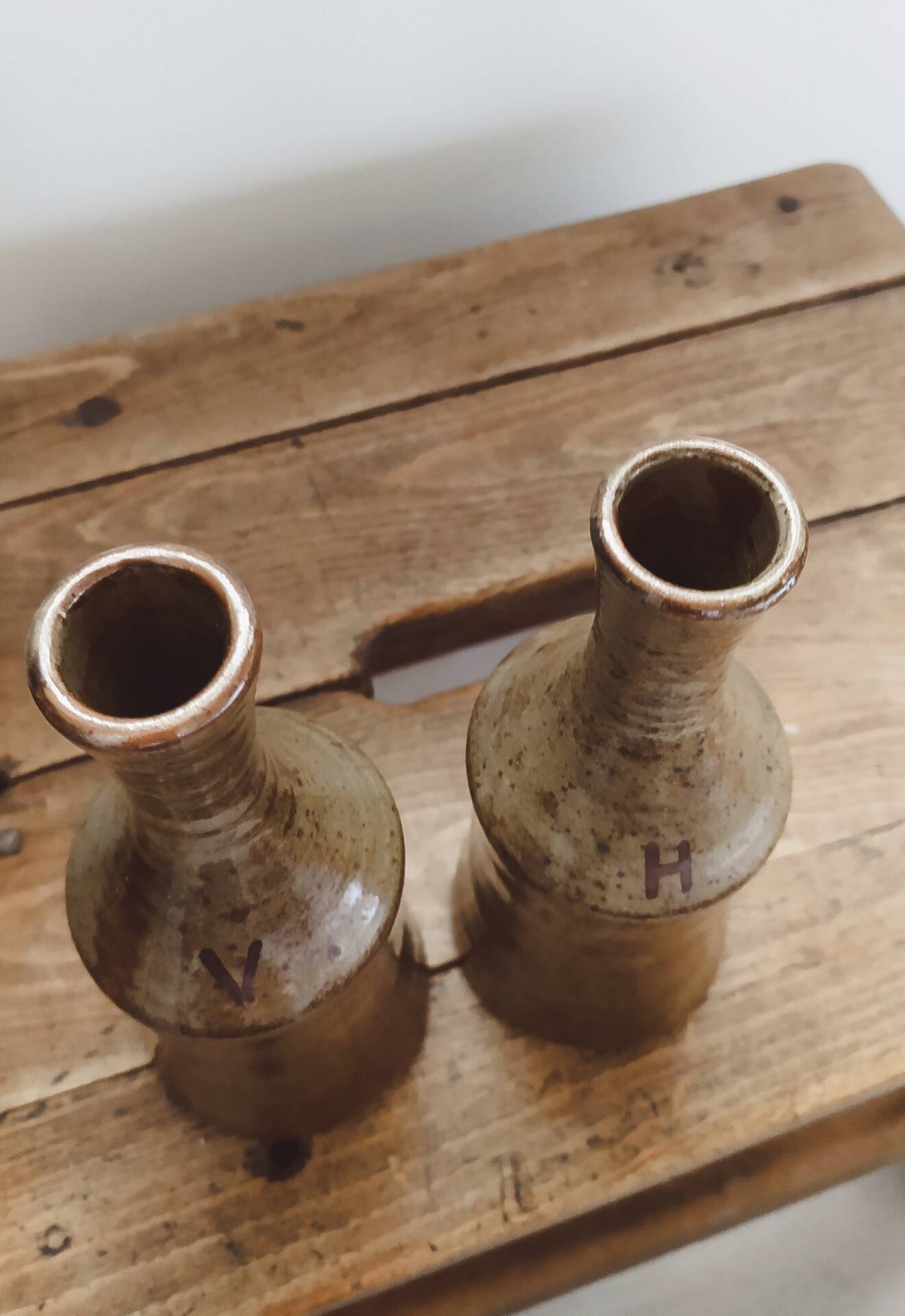 Duo of vases, stoneware soliflores • Vintage