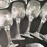 Set of 12 cut crystal wine glasses