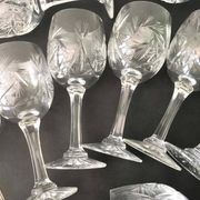 Set of 12 cut crystal wine glasses