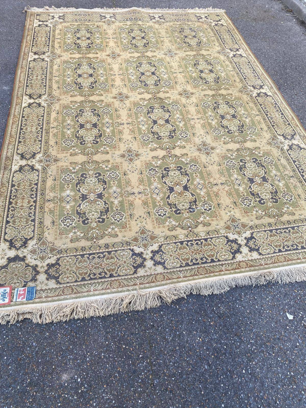 Tapis oriental en laine épaisse velours Sion or et vert 200x300