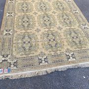 Oriental rug in thick wool velvet Sion gold and green 200x300