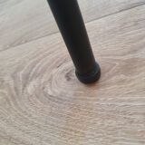 Pair of armchairs and vintage coffee table straw, wood and metal