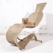 Tom Dixon Bolide rocking chaise in steel and woven seagrass – London, 1991