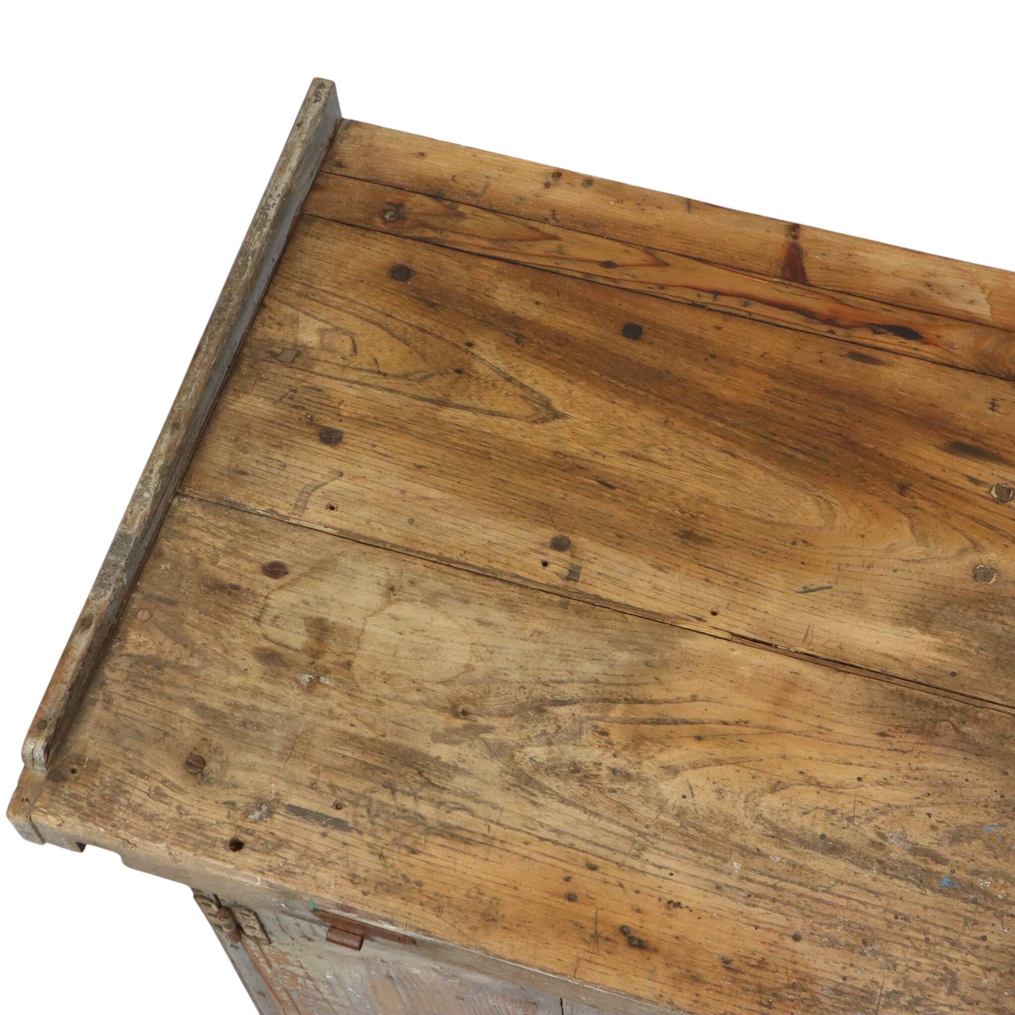 Characterful Old Blue Workbench Sideboard Unique 124cm