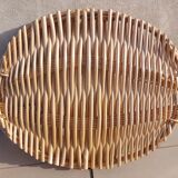 Vintage oval bamboo tray