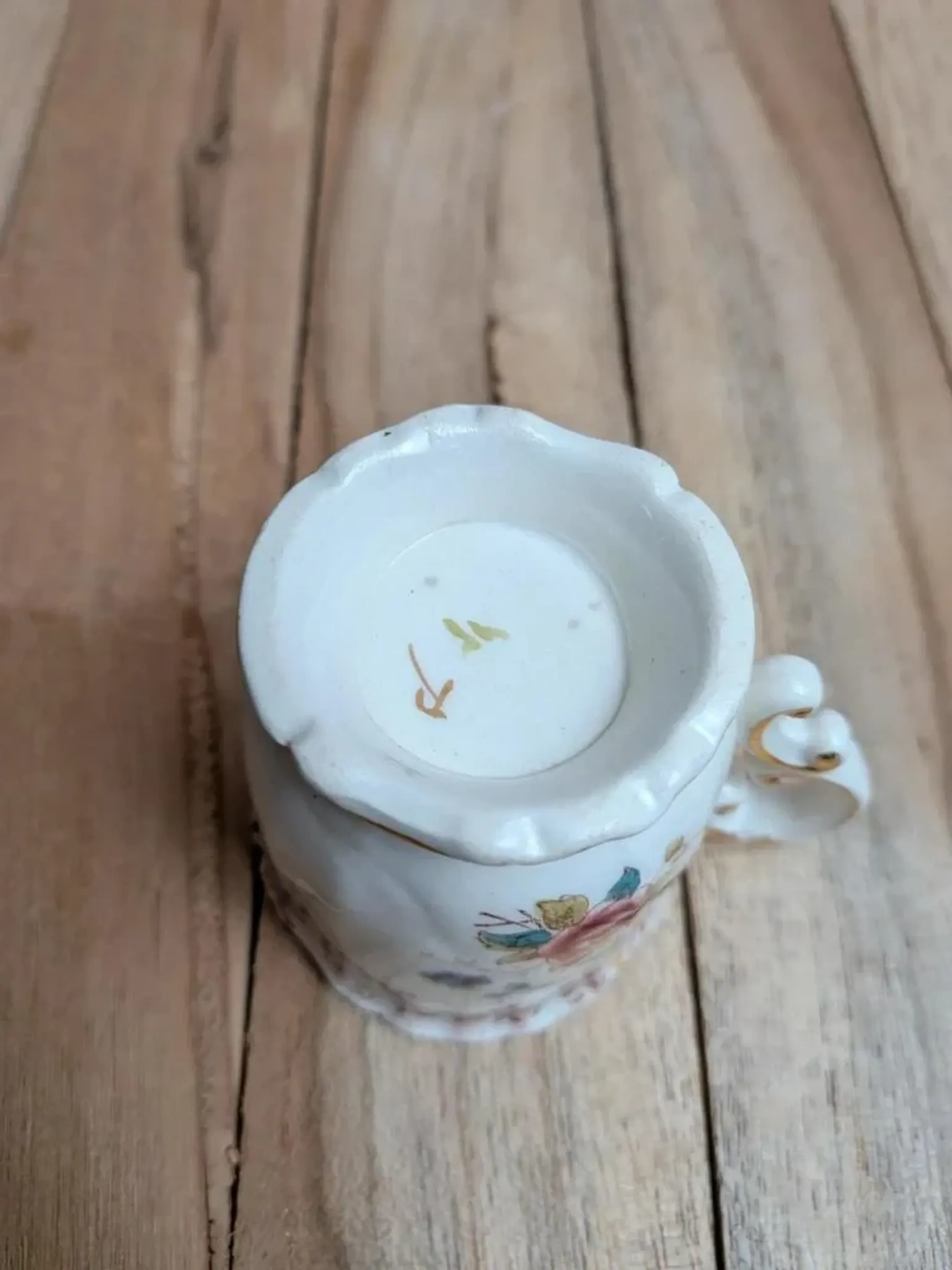 Antique Sarreguemines Fleury cup – Polychrome floral decoration 19th century