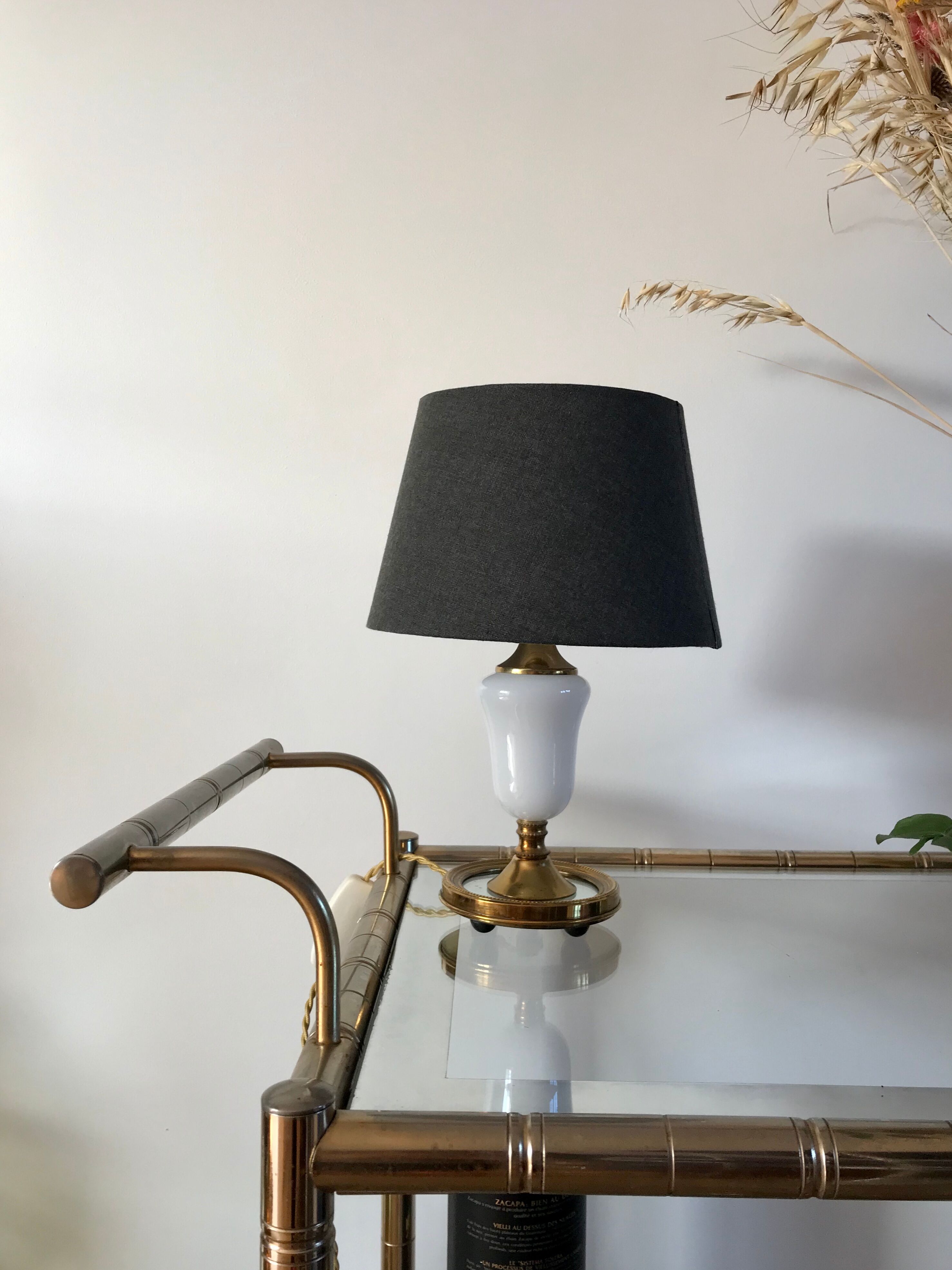 Table lamp in alabaster and brass 50s