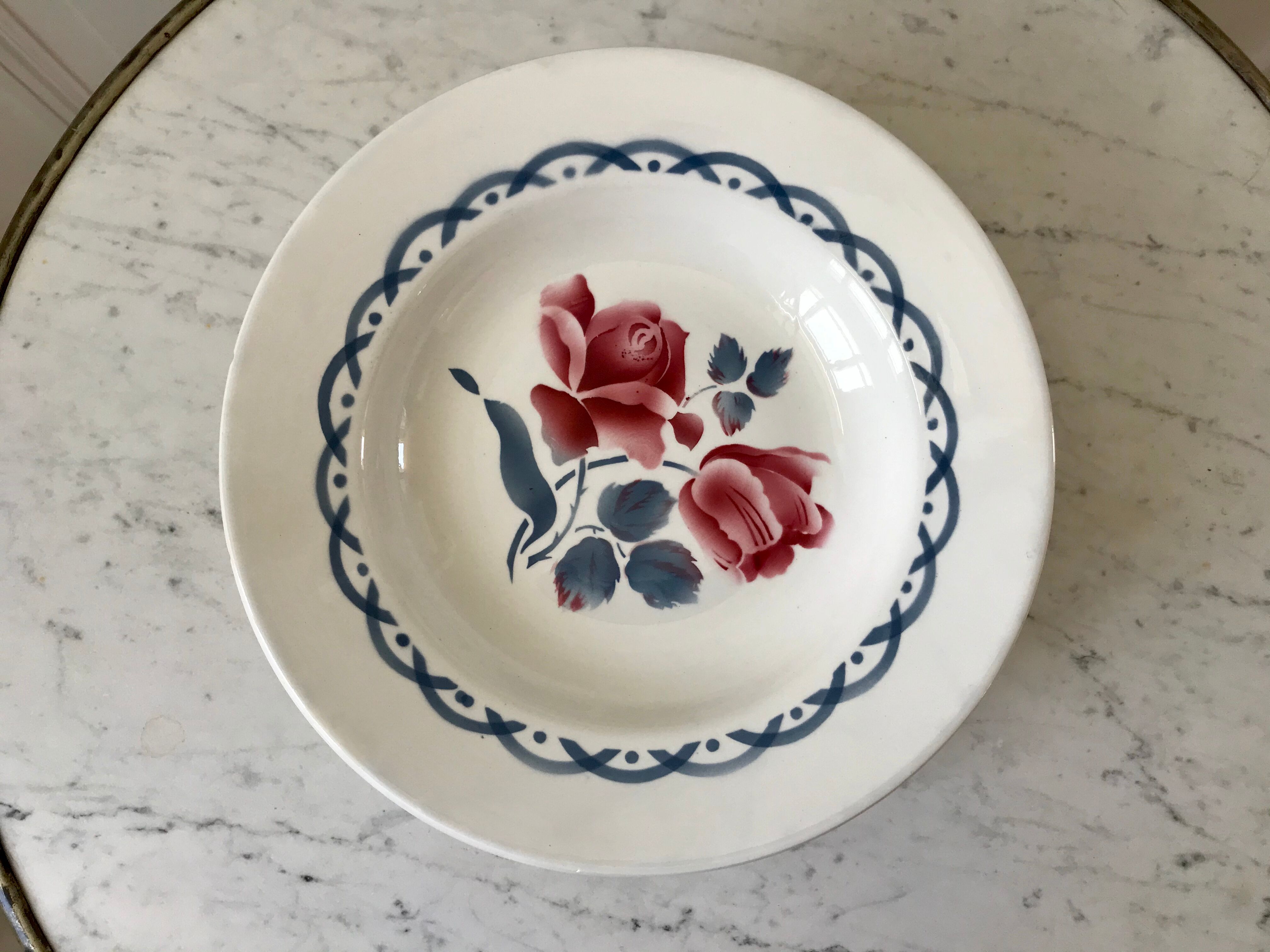 Set of 9 hollow plates Digoin Sarreguemines model "Cannes"