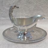 Superb silver-plated sauce boat by Christofle Malmaison, Aigle Empire
