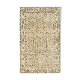 Tapis beige oriental fait à la main 155 cm x 257 cm