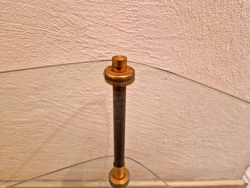 Coffee table end table in metal and black and gold glass - Design 1950/1960