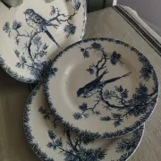 Gien "Provençal" - Set of 3 flat plates Ø 23 cm swallows