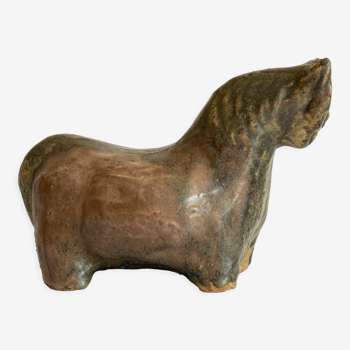 Zoomorphic ceramic paperweight in horse shape