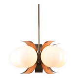 Vintage Italian Copper and Opaline Chandelier, 1970s