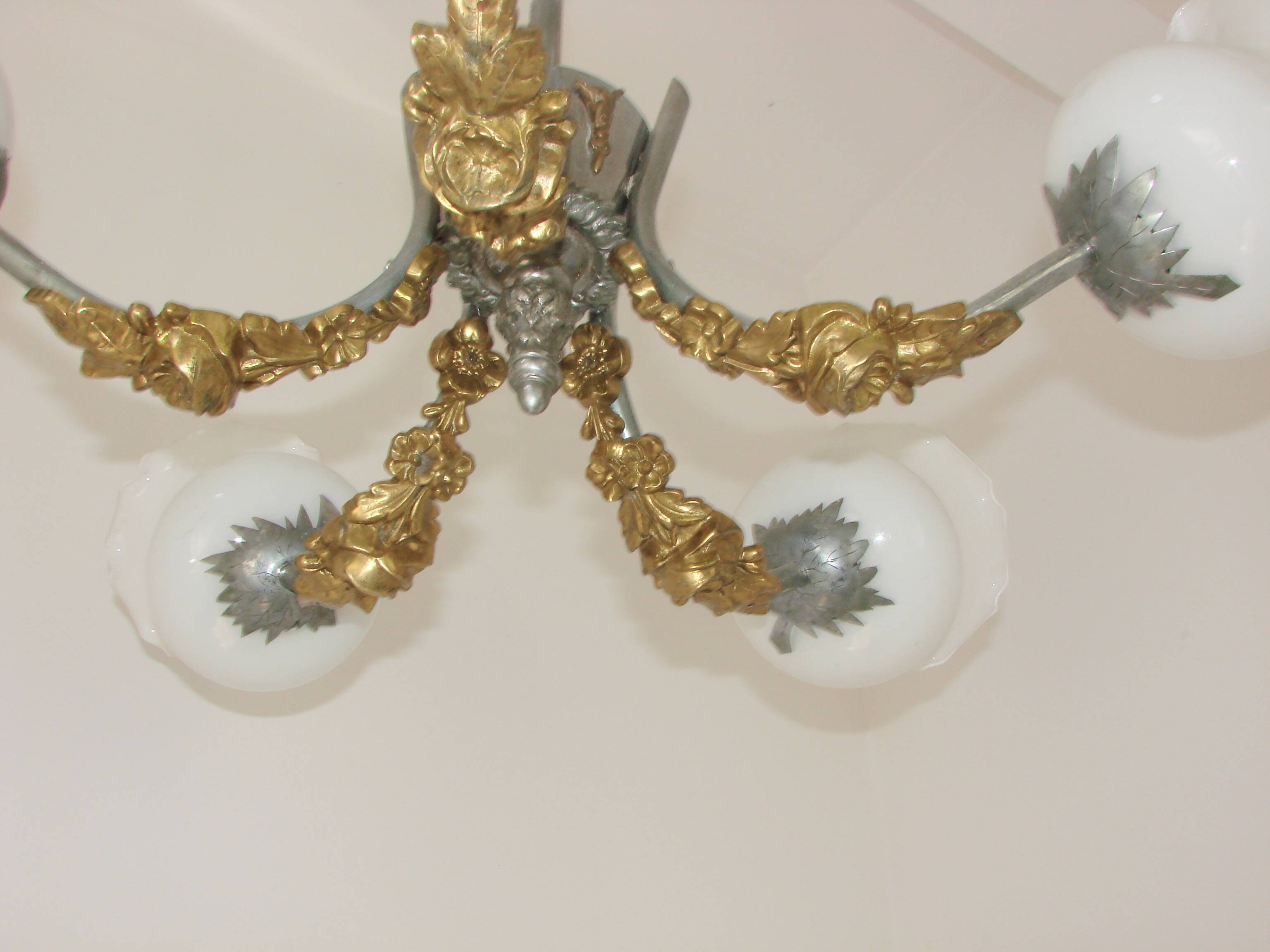 Lustre Art Nouveau vintage, années 1950 – 5 points lumineux