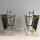 Pair of mahogany and brass magazine racks. Maison Jansen