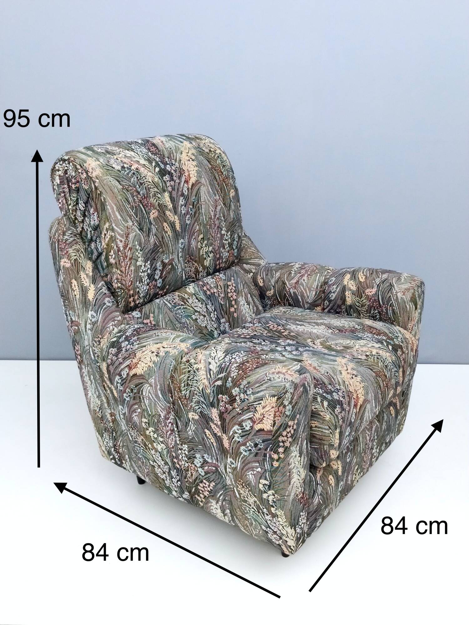 Pair of High-Quality Patterned Fabric Armchairs, Italy