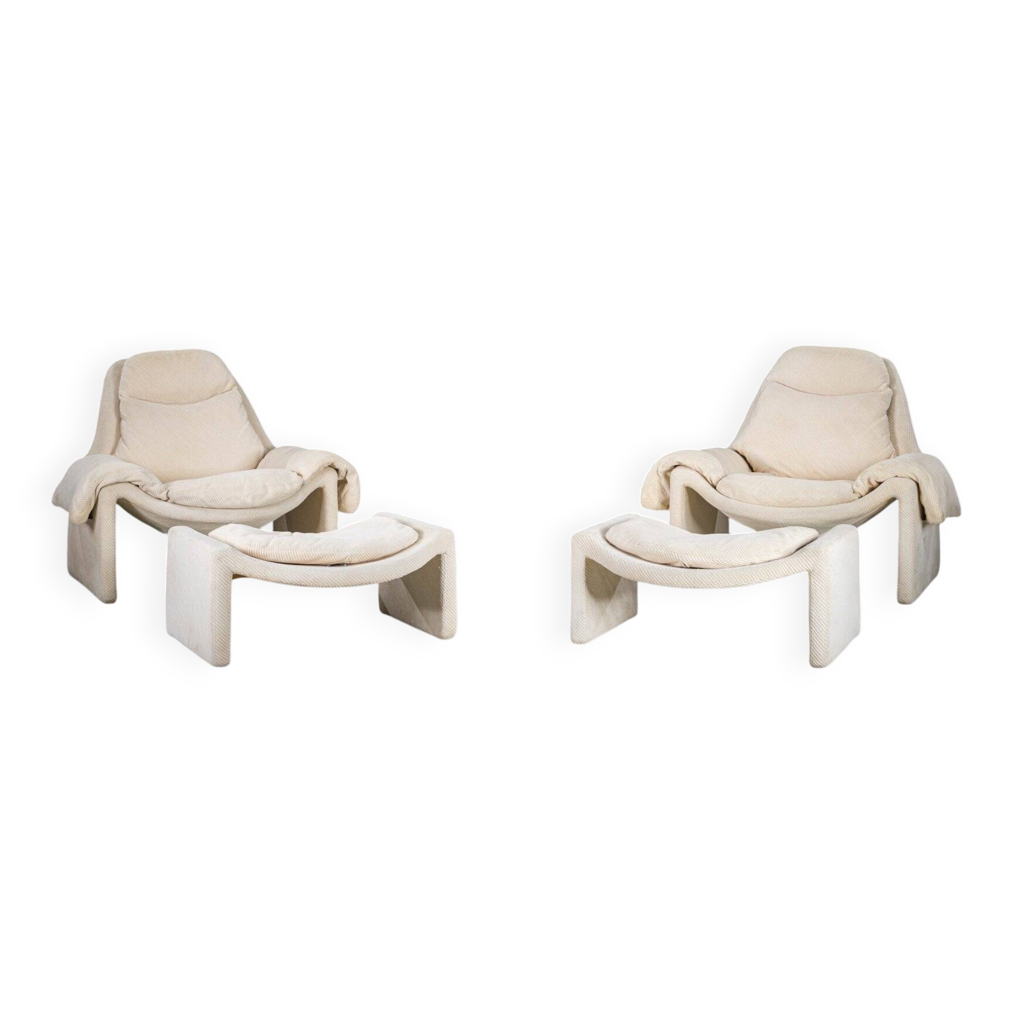 P60 chairs and ottomans by Vittorio Introini for Saporiti, 1960s, set of 4