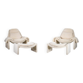 Chaises et poufs P60 de Vittorio Introini pour Saporiti, années 1960, lot de 4