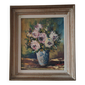 Old Painting 60 x 52 cm Oil on canvas Still life signed