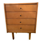 Compact mid-century teak commode in brown, 1960s design, produced in the Czech Republic.