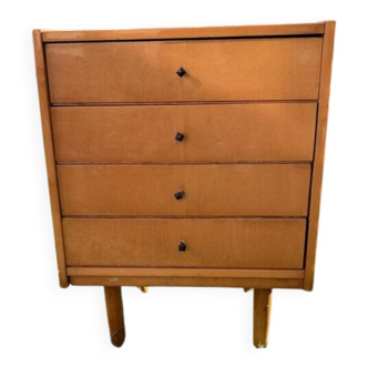 Compact mid-century teak commode in brown, 1960s design, produced in the Czech Republic.