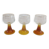 Set of 3 amber glass stemware