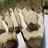 Set of 6 twisted smoked glass glasses