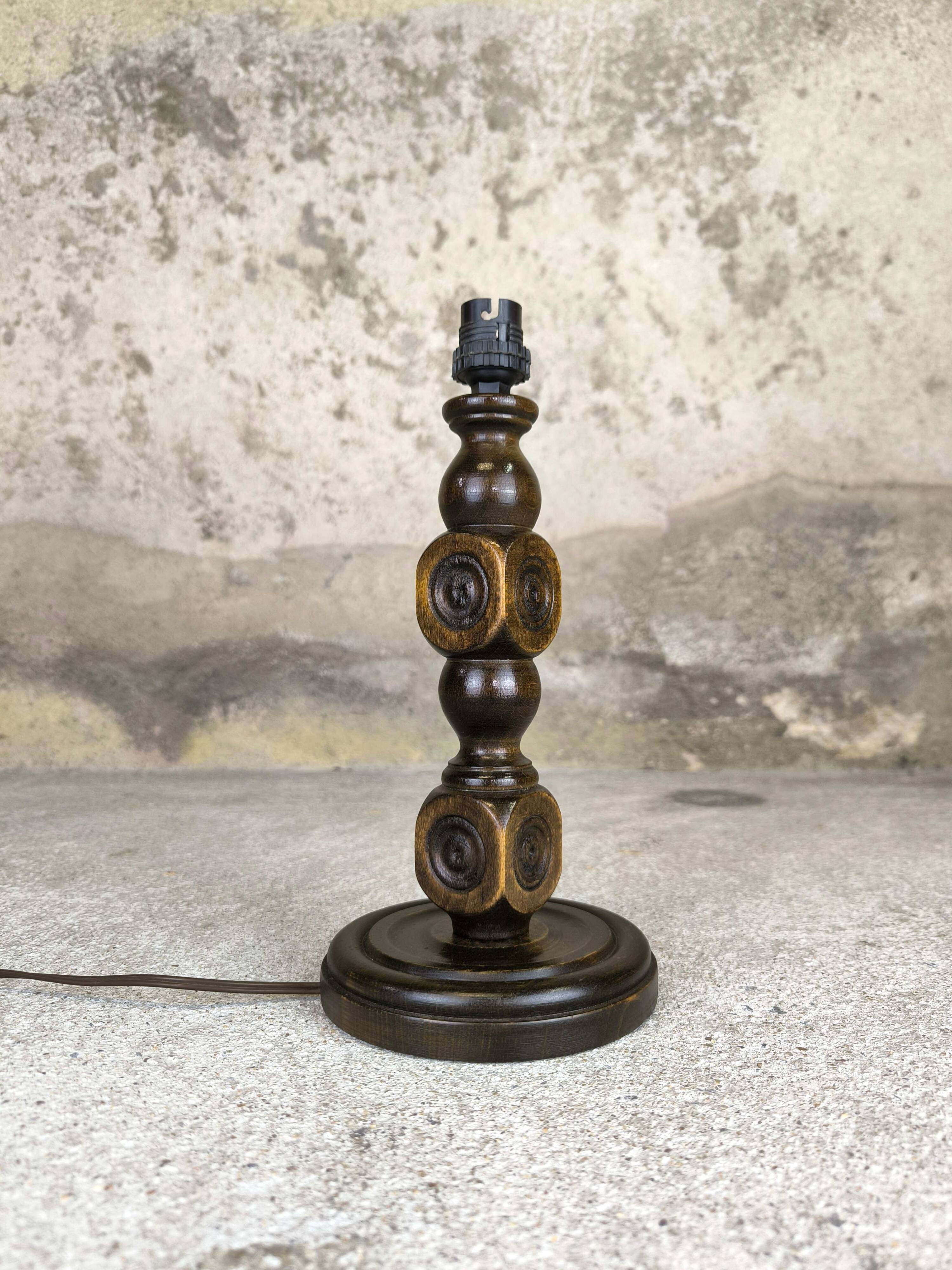 Vintage turned wood table lamp