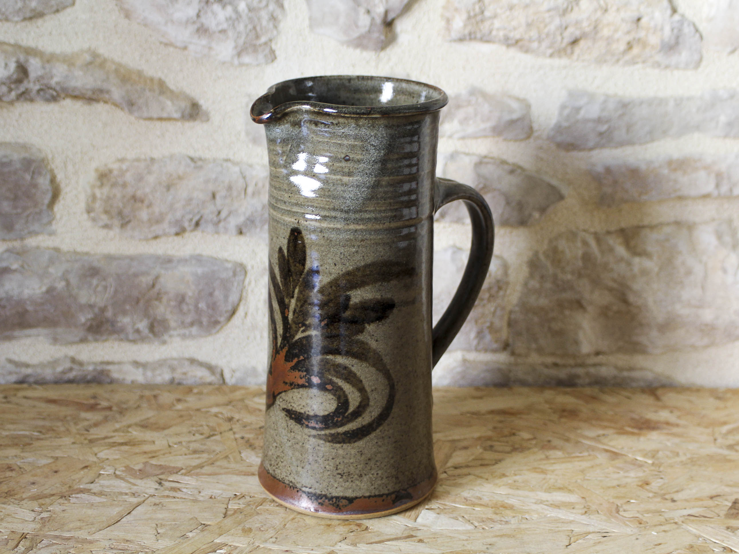 Mireille Dailer and Noël Delair enameled stoneware pitcher - Blanot