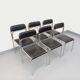 Set of 6 vintage Italian stackable chairs in chrome metal and skai.