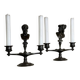 Pair of bronze candlesticks with a black patina in the antique style