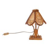 Lampe de table italienne en osier et rotin, années 1980