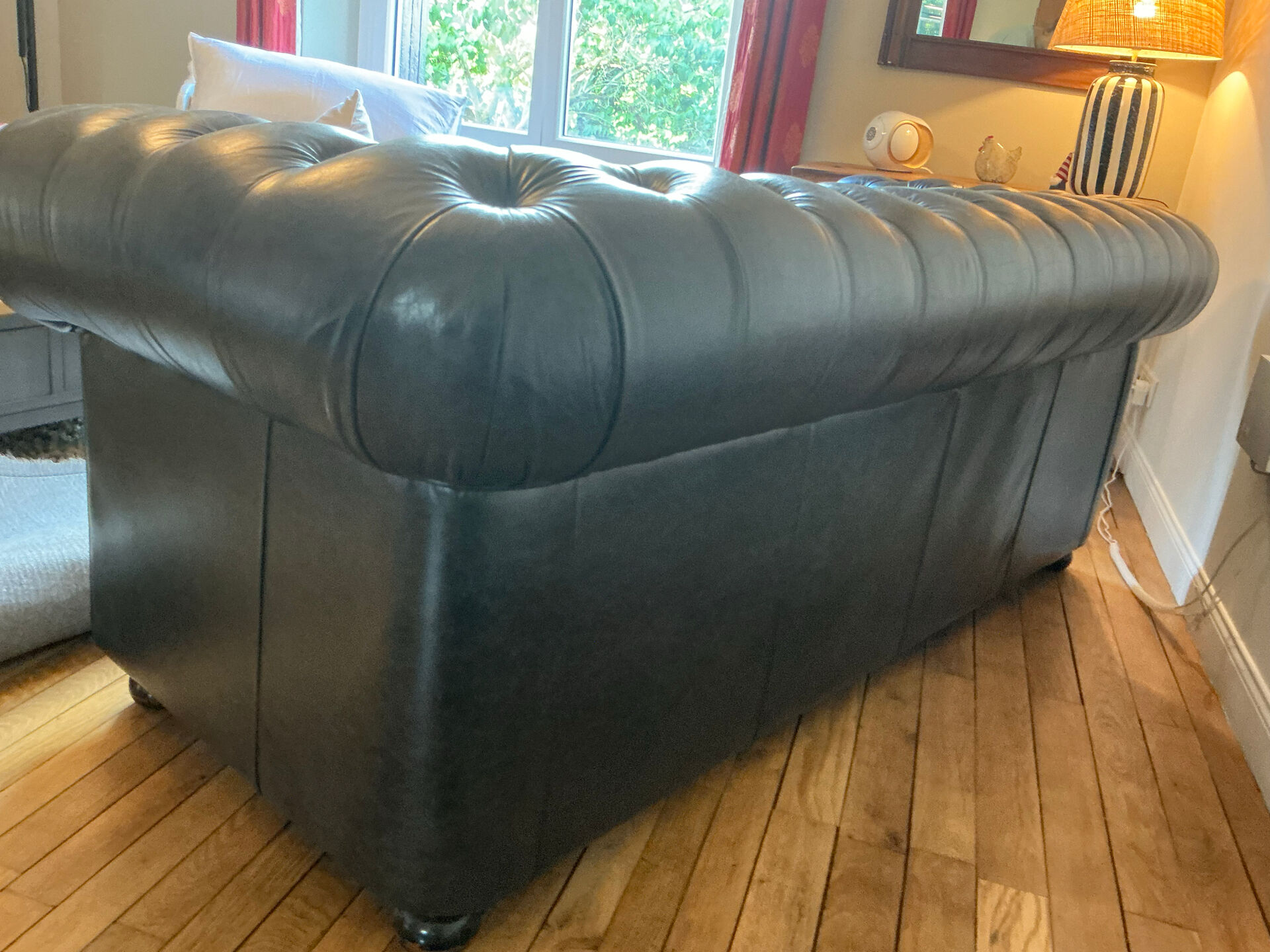 Authentic chesterfield 3-seater sofa fleming & howland - black leather